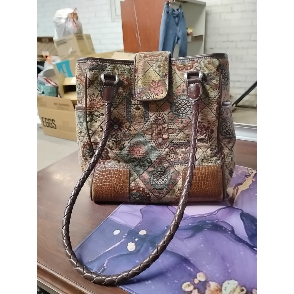 Vtg Coldwater Creek Purse Handbag Floral Tapestry Boho